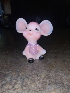 Fenton Rosalene Purple Polka Dot Dress Hand Painted Mouse Special Order 2004 - Picture 1 of 5