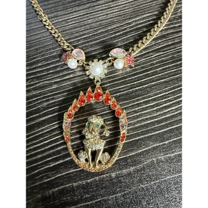 BETSEY JOHNSON Goldtone Magical Show Dog Pendant Necklace - Picture 1 of 5