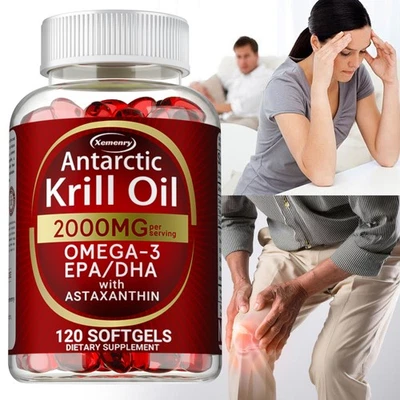 Antarctic Krill Oil 2000mg - Omega-3,EPA, DHA, Astaxanthin,Heart and Skin Health - Image 1 of 4
