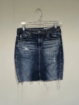 AG Adriano Goldschmied Womens Size 28 Erin Pencil Skirt Denim Hem Frayed Stretch - Image 1 of 4