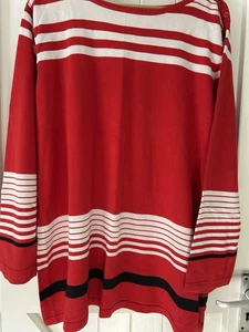 Ladies Red & White Striped Jumper Size XL - Picture 1 of 4