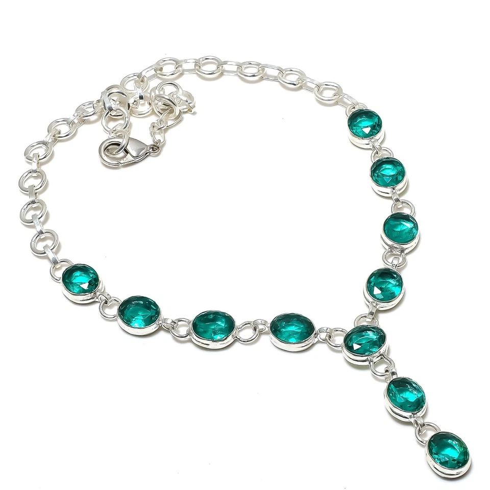 Indicolite 碧玺宝石手工 925 纯银珠宝项链 — 第 1/4 张图片