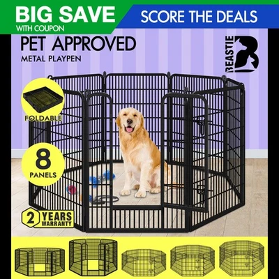 BEASTIE Dog Playpen Pet Cage Enclosure 8 Panel Puppy Fence Metal Play Pen - image 1 of 3