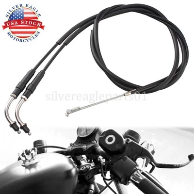 Fit For Harley Sportster XL1200 XL883 Black 130CM Steel Throttle Cable Wire Set - Image 1 of 4