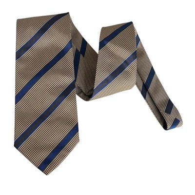 Corbata Brioni Franela y Rayas Azules Nueva con Etiquetas Hecha a Mano en Italia 100% Seda Foto 1 de 4