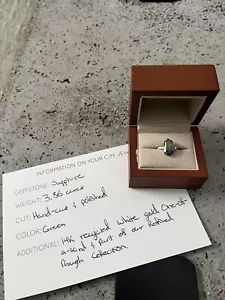 BRAND NEW 14k White Gold Ring 3.86 Carat Sapphire by Chinchar Maloney - Picture 1 of 3