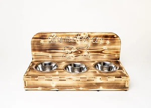 Hundebar S 3x700mL Futterbar Hundenapf Napfhalter mit Rückwand - Bild 1 von 5