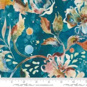 DESERT OASIS 3 yards MODA Fabric Create Joy quilting Teal Floral Shabby 39760-12 - Picture 1 of 2