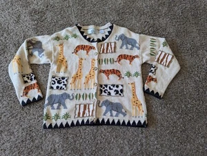Design Options By Philip & Jane Gordon M Jungle Animal Zoo Cardigan Sweater. - Picture 1 of 6
