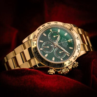 Rolex Daytona Cosmograph Oro Amarillo John Mayer Esfera Verde 116508 Juego Completo Foto 1 de 4