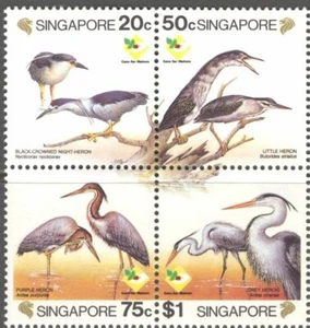 Garzas serie aves Singapur 1994, bloque completo 4v MNH pájaro - Imagen 1 de 2