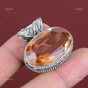 Cyber Monday Deal 925 Sterling Silber Morganit Edelstein Unikat Vintage Anhänger - Bild 1 von 7