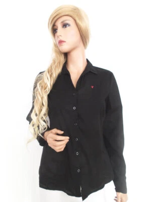 Part two  Größe 36 Schwarz Knopf Hemd Bluse Baumwolle Langarm Logo - Bild 1 von 4