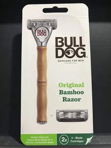New Bulldog Original Bamboo Razor w/ Handle & 2 Cartridges - Picture 1 of 5