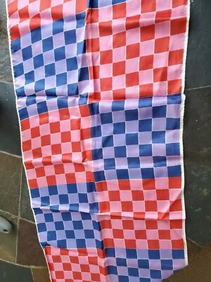 Bufanda Mod Años 60, Acetato Cosido a Mano en Japón Rosa y Púrpura A Cuadros  Foto 1 de 4