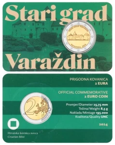 KROATIEN 2 EURO 2024 ALTSTADT VON VARAZDIN BANKFRISCH IN COINCARD - Bild 1 von 1