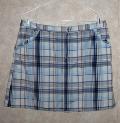 Izod Cool Fix Mujer Azul Cuadros con Ribete Azul Pálido Golf Skort Talla 12 Foto 1 de 4