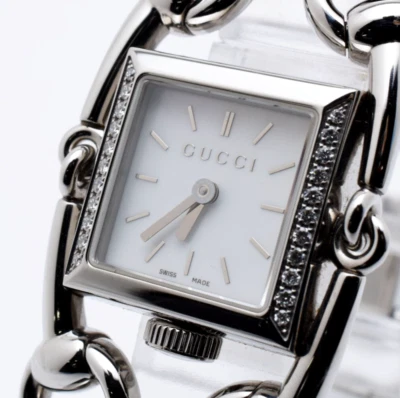 Vintage [N Estado perfeito] GUCCI Signoria 116.5 Relógio Feminino Moldura de Quartzo Diamante JAPÃO - Imagem 1 de 4