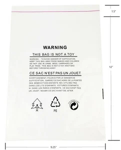 100 Clear Poly Bag Polyurethane Bags with Suffocation Warning - Picture 1 of 6