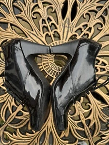Woman Marks & Spencer UK 4.5 EU 37.5 Black Shiny Laced Up 3" Heeled Shoes - Picture 1 of 13