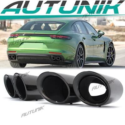 Black Sport Exhaust Tailpipe Tips GTS-Look for 2017-2023 Porsche Panamera 971 - Image 1 of 4