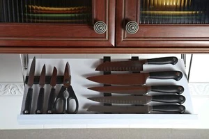 Drop Block Under Cabinet Knife Storage Rack - Large, White - Picture 1 of 4