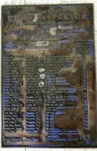 Antique 1913 Post Master General Report Metal Printing Press Block Stamp Fraud - Picture 1 of 10