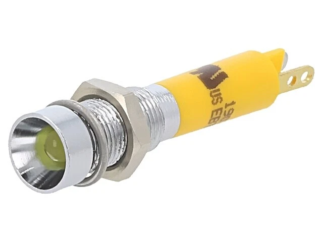 19030352 Voyant témoin : LED concave jaune 24VDC Ø6mm connecteur 2x0,5mm CML ... - Photo 1/1