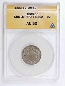 1883 Shield Nickel ANACS AU-50 RPD FS-312 - Picture 1 of 5