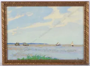 Vladimir Vlasov (1927-1999)  "Sailboats", Tempera, 1965 (1) - Picture 1 of 5