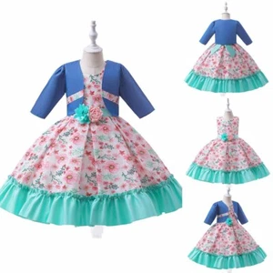 Mädchen Brautjungfernkleid Baby Blume Kinder Party Blumen Schleife Mäntel Brautkleider - Bild 1 von 10
