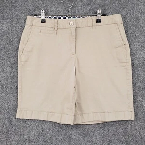 Boden Shorts Womens 12 Khaki Chino Mid Rise Flat Front Stretch Cuffed Zip Fly - Picture 1 of 12