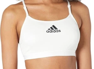 adidas Women's Powerreact Training Light Support Sports Bra WHITE Size MD-DD - Picture 1 of 3