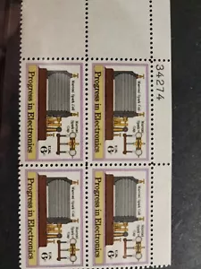 US SC#1500 Progress in Electronics Marconi's Coil/Gap 6c Plate Block 1973 -#B39 - Picture 1 of 3