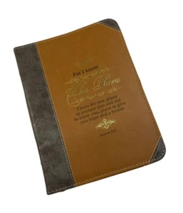 Bible Cover Faux Leather Brown For I Know The Plans Jeremiah 29:11 New W/O Tags - Picture 1 of 8