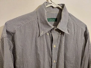 Bobby Jones Button Up Shirt Size Large Blue White Golf Golfer Logo Gingham Plaid - Picture 1 of 9