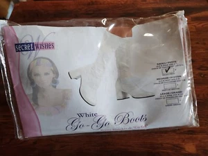 White Go Go Boots Secret Wishes Rubies Costume Hippie Mod Pop Halloween Size 5-6 - Picture 1 of 7