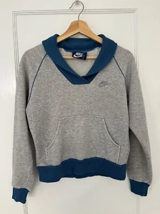 Vintage Nike 1980s Heather Grey Sweatshirt Pullover Shawl Neck. Blue Tag. medium - Picture 1 of 5