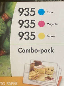 HP  935 Black and Standard C/M/Y Color Ink Cartridges Combo Pack Plus HP paper - Picture 1 of 6