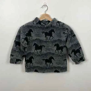 CYNDY Love Aspen Design Kids 4T Pullover Sherpa Winter Sweatshirt Horse Print - Picture 1 of 5