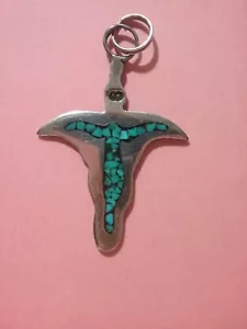 Sterling Silver and Chip Turquoise Native American Pendant--CIRCA 1975 - Picture 1 of 7