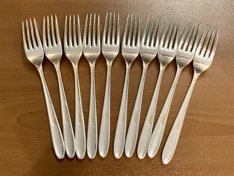 Set 10 Vintage 1948 Towle Sterling Silver Madeira Salad Forks 7.5 Inch 482 grams Cover