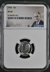 1963 Roosevelt Dime 10C NGC PF69 - Picture 1 of 2