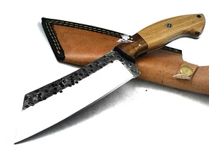 COLTELLO ARTIGIANALE DA CACCIA LAMA FISSA IN ACCIAIO BALESTRA C70 BUSHCRAFT - Foto 1 di 5