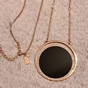 Kate Spade long necklace 34" In The Spotlight rose gold rhinestone black pendant - Picture 1 of 15