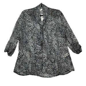 Northern Reflections Sheer Georgette Blouse Size M Coffee Tones Animal Print - Bild 1 von 23