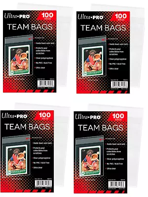 400 x Ultra Pro Team Bags Resealable Card Sleeve Toploader Protector 4 x 100 - image 1 of 4