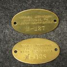 2 Rockwell International Linesville PA Motor ID laiton tag Fobs M-127 M-128 2" 
