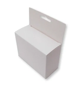 50 PEQUEÑAS CAJAS BLANCAS DE EXHIBICIÓN MINORISTA CON PERCHA DE RANURA EURO, - Imagen 1 de 3