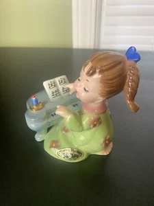 Vintage Josef Originals Piano Girl Christmas Holiday Figurine EUC Sticker Child - Picture 1 of 10